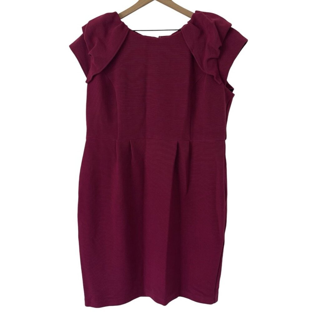 ASOS Curve Dress Size 18 Burgundy Red Holiday Modest Office Career Business Chic